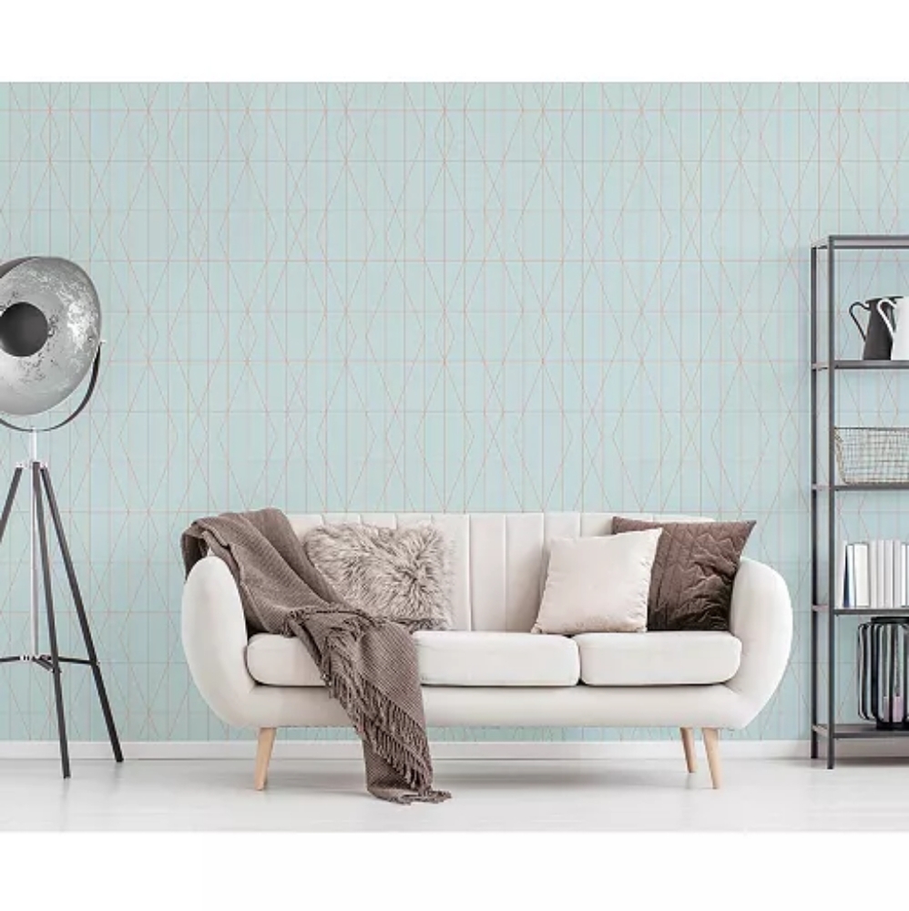 LeVeque Light Blue Deco Diamond Geo Wallpaper - 20.5 x 396 x 0.025
